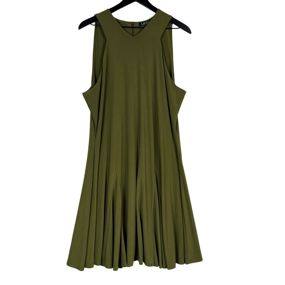 Lauren Ralph Lauren Sleeveless Halter Jersey Dress Olive Green - XXL 2XL